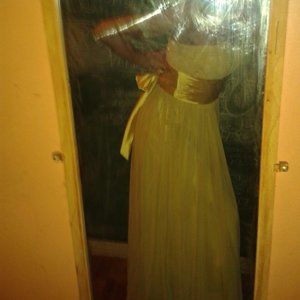 Yellow Strapless Satin/chiffon prom Dress